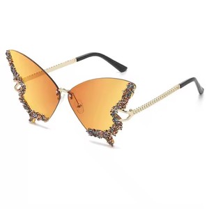 Women's New Best-selling Butterfly Fashion Trend <b>Sunglasses</b> UV400 Protection PC Gray/Purple/<b>Blue</b> Colors Irregular Rimless - Product Image 6