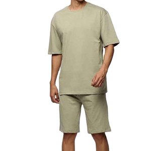 Conjunto Casual de Otoño para Hombre, Transpirable, de Dos Piezas, con Camiseta de Manga Corta y Pantalones Cortos con Cintura Elástica, 100% Algodón - Product Image 1