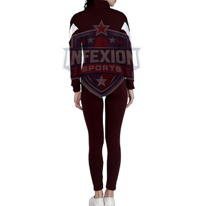 Survêtement marron col roulé pour femme, manches longues, design sportif, imprimé par sublimation, logo au dos, collection automne - Product Image 2
