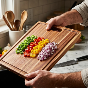 Bandeja de Servir de Madera Ecológica con Ranura para Jugo |   Tabla de Cortar Multiusos de Madera Maciza para Cocina |   Seguro para alimentos y de larga duración - Product Image 4