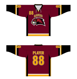 Maillot de hockey sur glace professionnel personnalisé à col en V, imprimé, respirant, à séchage rapide, en tissu antibactérien avec blocs de couleur - Product Image 3