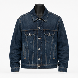 Veste en jean classique bleu foncé pour homme, veste en jean en coton, fabricant OEM ODM en gros - Product Image 1