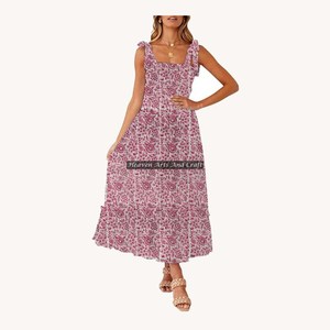 Vestidos étnicos de algodón en varios colores, cómodos, estilo bohemio, con tirantes finos, para damas, ropa de mujer al por mayor, India. - Product Image 6