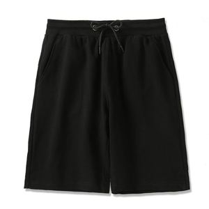 Men's <b>Black</b> Cotton Bermuda Shorts With Drawstring Waist And Pockets Casual Breathable Knitted Shorts - Product Image 1