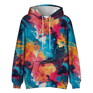 Sudadera con Capucha para Hombre, Estampado de Salpicaduras de Pintura Abstracta, Corte Regular, Estilo Casual, Tejido de Poliéster Transpirable, Ropa de Otoño - Product Image 2