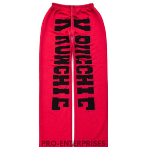 Lightweight Men's Casual 100% Cotton Anti-Pilling <b>Drawstring</b> Mid Waist Winter Flare Silk Screen Printed Distressed <b>Trouser</b> - Product Image 5