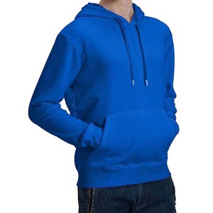 Sweat-shirt à capuche bleu uni pour homme, coupe classique, en coton French Terry, pull décontracté avec poche avant, idéal pour l'automne - Product Image 6