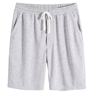 Shorts Bermuda en coton gris pour homme avec cordon de serrage à la taille et poches, style décontracté - Product Image 1
