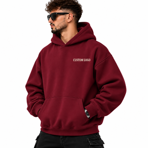 Sweat-shirt à capuche surdimensionné pour homme de haute qualité, 100% coton, molleton épais, impression au dos, logo personnalisé, couleur unie, streetwear - Product Image 6