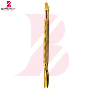 Limpiador de Uñas de Doble Punta, Herramienta de Belleza de Acero Inoxidable, Empujador de Cutículas Curvo Dorado y Limpiador de Uñas - Product Image 2