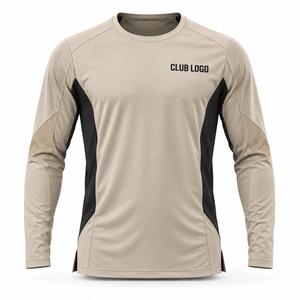 Haut de sport à manches longues pour homme avec logo du club imprimé par transfert thermique, séchage rapide, en polyester tricoté, col rond sportif - Product Image 6