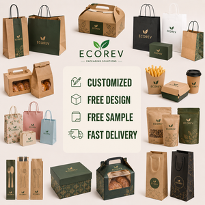 กล่องบรรจุภัณฑ์อาหารกระดาษคราฟท์ ECOREV รูปทรงสี่เหลี่ยมผืนผ้า รีไซเคิลได้ เป็นมิตรกับสิ่งแวดล้อม ใช้แล้วทิ้ง ประกอบเองได้ พิมพ์ UV ตามสั่ง - Product Image 5