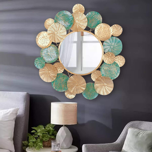 Decorative Bohemian Wall Mirror with 5mm <b>Metal</b> <b>Frame</b> Iron Wire Border Design Interior Wall Decor Wholesale Price From India - Product Image 2