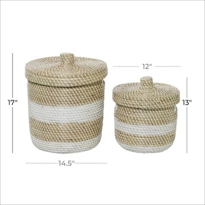 Wholesale Vietrustic Rustic Round Seagrass Storage <b>Basket</b> Sustainable Handmade Multifunction Organizer for Daily Use - Product Image 5