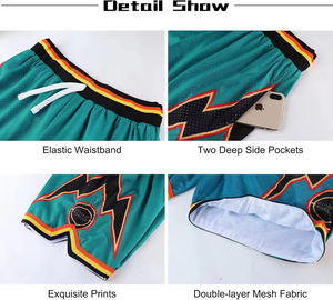 <b>Heat</b> Men's Teal Mesh Basketball Shorts Sublimated Print Drawstring Closure Breathable All Seasons Adult Regular Fit - Product Image 6