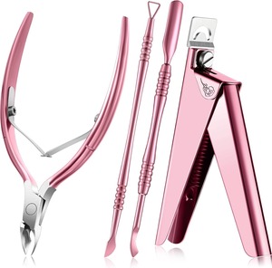 Juego de Cortaúñas Profesional de Acero Inoxidable, Cortacutículas Rosa para Dedos de Manos y Pies, Kit de Manicura de Lujo - Product Image 1