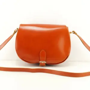 Tan Color Round Premium Leather Small Sling Bag Travel Bac Cross body Sports Chest Bag For Girls Women Messenger Bags