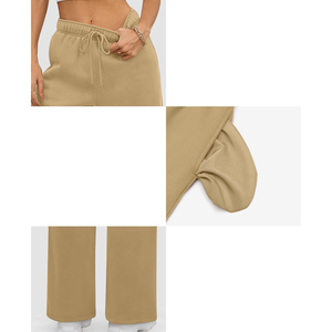 Pantalones Deportivos Acampanados para Mujer, Diseño Exclusivo, Cintura Ajustable con Cordón, Color Sólido, Cintura Media, para Invierno - Product Image 2