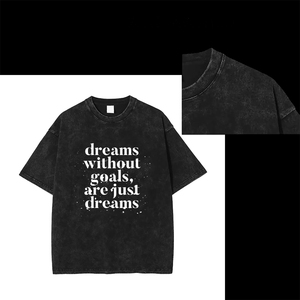 Camiseta Negra Oversize de Algodón con Estampado de Frase de Sueño, Manga Corta, Cuello Redondo, Estilo Casual Urbano para Hombre - Product Image 5