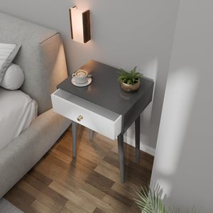 Modern Bedside <b>Table</b> with Solid Wood Legs, Minimalist and Practical End <b>Side</b> <b>Table</b> with Drawer <b>Storage</b>, Easy Assembly - Product Image 3