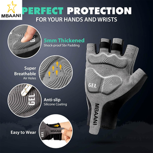 Gants de cyclisme pour hommes, gants de vélo rembourrés de 5 mm, gants de vélo respirants et antidérapants à demi-doigts - Product Image 2