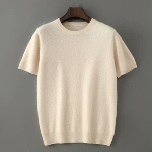 Mens Luxury Cashmere Knit T Shirt Soft Lightweight Short Sleeve Crew Neck Sweater Premium Casual Pullover - Product Image 2