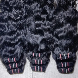 Extensions de cheveux vierges indiens Jerry Curly 99J pour machine à tresser, double trame, mèches à coudre - Product Image 2