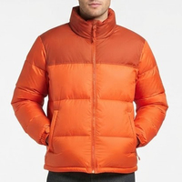 Nouvelle Arrivée Manteau d'hiver orange pour homme, col montant, fermeture éclair, épais, décontracté, couleur unie, coupe classique, en polyester