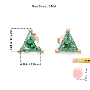 <b>Rose</b> <b>Gold</b> Plated Sterling Silver Trillion Cut Emerald <b>Stud</b> <b>Earrings</b> Classic Women's Jewelry Heerani Jewels Water Triangle - Product Image 6