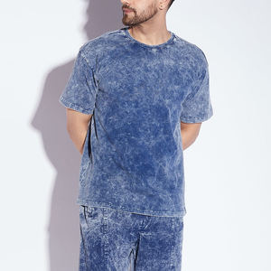 T-shirts homme effet délavé, tissu en mélange de coton, coupe décontractée, matière respirante, manches courtes, style streetwear décontracté. - Product Image 6