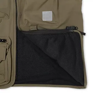 Chaleco de Trabajo Transpirable de Lona para Hombre, Cierre de Cremallera, Múltiples Bolsillos, Color Sólido, Estilo Primavera - Product Image 4