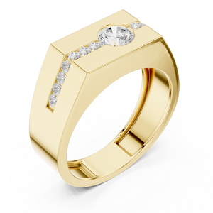 Yellow Gold Lab Grown <b>Diamond</b> <b>Ring</b> Round Brilliant Cut Mens Wedding Band Anniversary Jewelry - Product Image 4