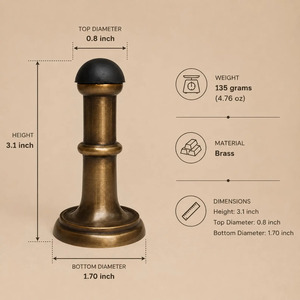 SHUBHAM Tope de Puerta de Latón con Parte Superior de Goma, Protector de Puerta Metálico para Suelo, Decoración para Entrada del Hogar - Product Image 3