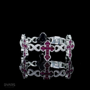 Pulseras Infinito de Lujo con Moissanita VVS y Halo de Rubí, Chapadas en Rodio, Plata de Ley 925, Estilo Hip Hop Personalizado, Dvars - Product Image 1