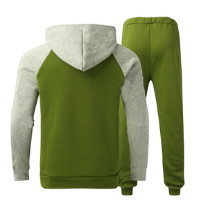 100% Cotton Fleece Breathable Quick Dry 280g Custom Manufacturer Design Casual Solid Autumn Hooded Men's Tracksuit Drawstring - Product Image 2