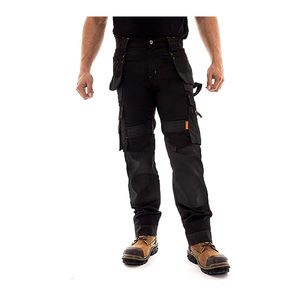 Men's Black Hi Visibility Work Pants Multiple Pockets Abrasion Resistant Polyester Material CE Certified Uniform Workwear - Product Image 1