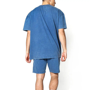 High Quality Men Summer 2-Piece Lightweight Terry Print Casual Shirt <b>Set</b> Breathable Streetwear 2 Piece <b>Set</b> T-shirt Shorts <b>Set</b> - Product Image 4