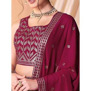 Maravillosas lentejuelas rosa oscuro Georgette desgaste de la boda Lehenga Choli - Product Image 3