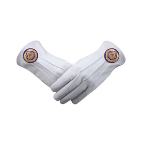Guantes de Cuero Personalizados Grand Master Blue Lodge con Parche Morado en el Puño, Guantes de Regalia de Alta Calidad - Product Image 1
