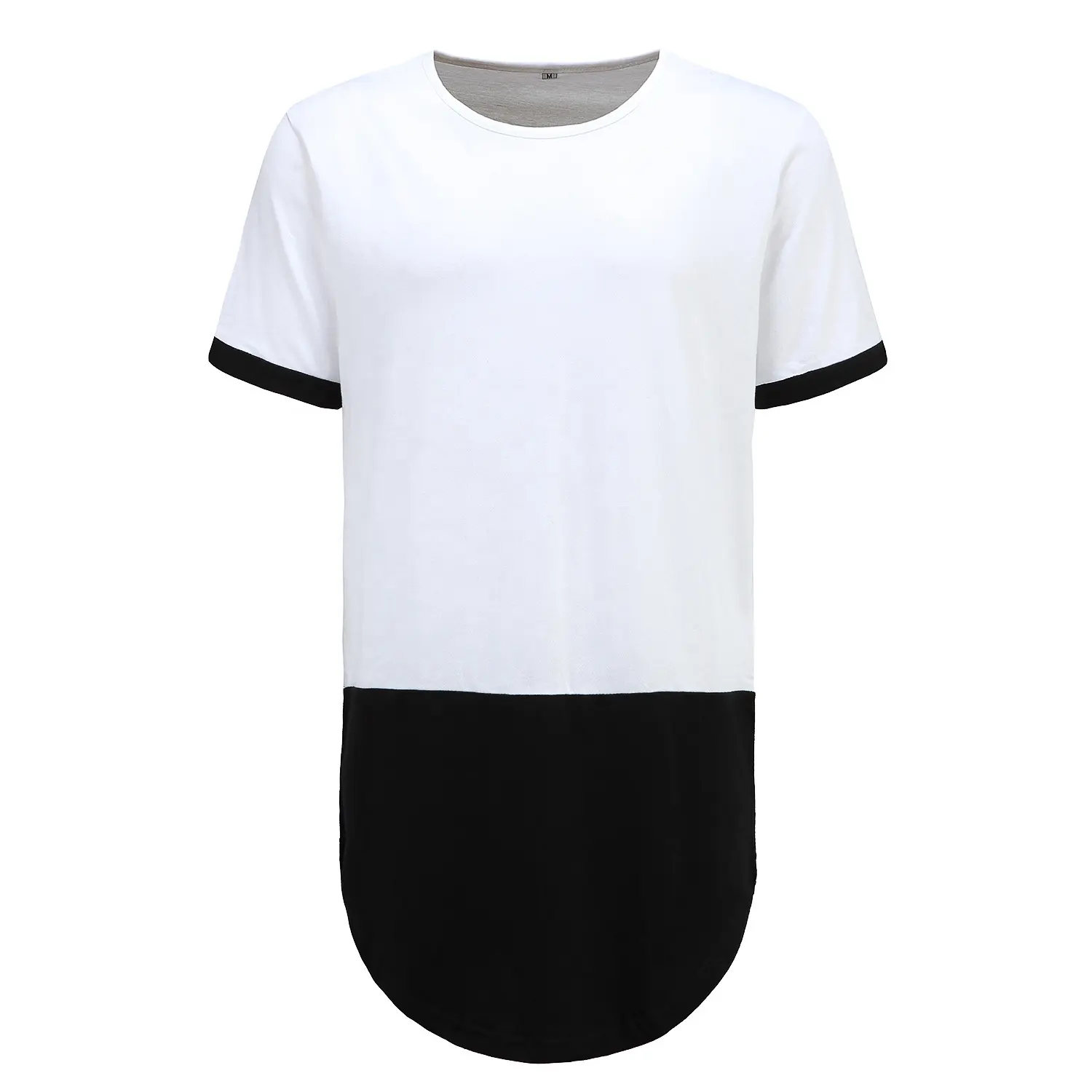 Top quality split colour 100%cotton two tone curved hem short sleeve men's t-shirts apparel casual hip hop custom tshirt tees