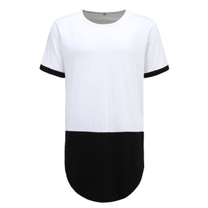 Ropa de calle de alta calidad para hombre, camisetas de manga corta y cuello redondo con dobladillo curvado, 100% de algodón camiseta lisa en blanco, informal, hip hop, venta al por mayor - Product Image 4