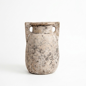 Forte Cream Rustic Terracotta Clay Handled Urn <b>Vase</b> Handcrafted Earthenware Jar Decorative <b>Ceramic</b> Tabletop Vessel Wholesale - Product Image 1