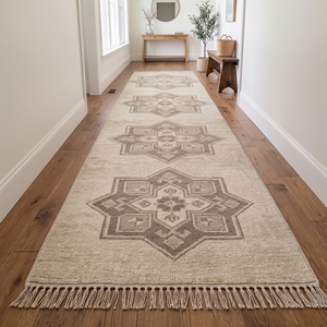 Custom Handmade AZKA ARTS Southwestern Wool Hallway <b>Runner</b> <b>Rug</b> Modern Geometric Non-Slip Stain Resistant Low Pile Medium - Product Image 1