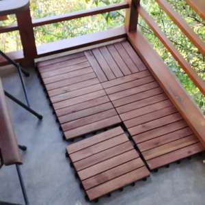 Azulejos de cubierta entrelazados de Acacia de 300x300mm, diseño moderno cepillado de 12mm, fácil instalación en interiores y exteriores para uso en balcones - Product Image 4