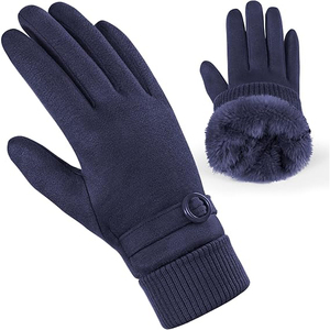 Gants de mode pour femmes en cuir PU, longueur opéra, compatibles écran tactile, détection de la température, écologiques, respirants, doublure cachemire, pour la conduite hivernale - Product Image 1