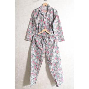 Conjunto de Pijama de Algodón Estampado Estilo Boho para Mujer, Ropa de Dormir Ligera para Dormir y Descansar - Product Image 1