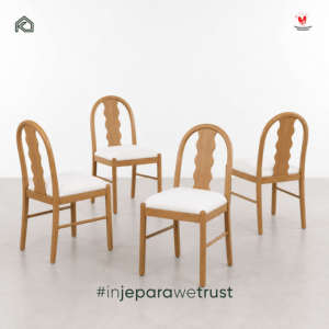 Silla de Acento Moderna de Madera de Teca Sólida de Lujo, Elegante Silla Tapizada para Dormitorio, Comedor, Sala de Estar, Muebles Artesanales de Jepara - Product Image 4