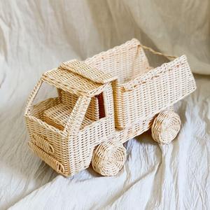 Accessoires de jouets de construction, camion en rotin fait main, mini-camions à benne basculante, meilleur cadeau pour les enfants - Product Image 4