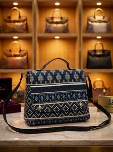 Elite Craft Studio Women's Vintage Geometric Canvas Crossbody Tote Bag Cotton Lining Chains Beach Travel All Seasons - Product Image 1