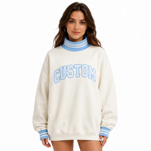 Embroidered Varsity Pullovers Manufacturer | Custom Knitted Fleece Streetwear Heavyweight Blank Oversized Loose Women's Hoodies - Product Image 1